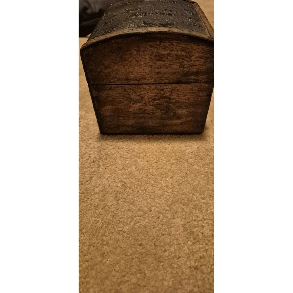 2 Vintage Wooden Trinket Boxes Asian Style Chest Jewelry Box Lot